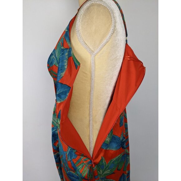 Nicole MIller V Neck Tropical Floral Tank Dress Womens Size 6 Summer - Picture 5 of 11